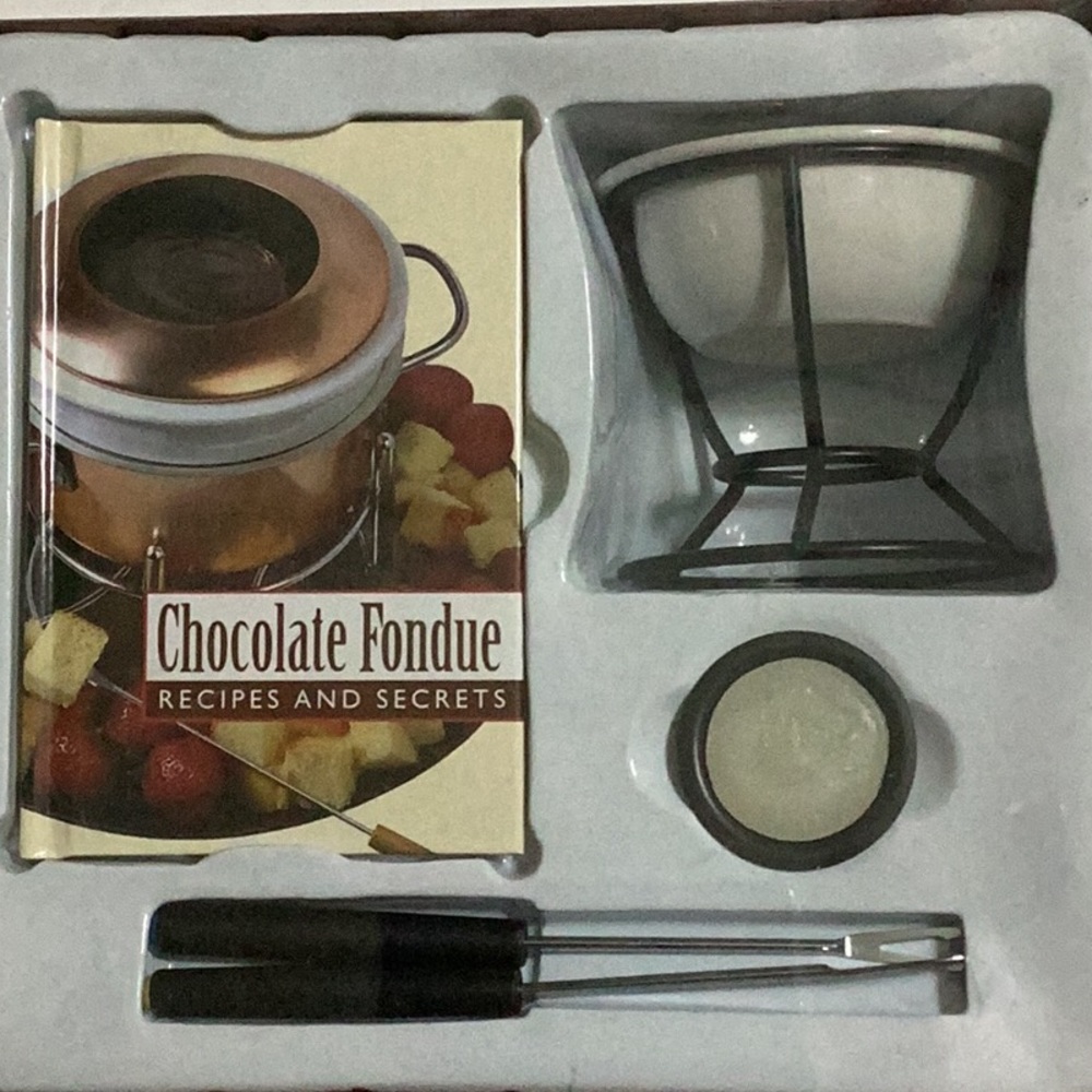 Chocolate Fondue Book,Candle,Forks, Dipping Chocolate Set NWT‎